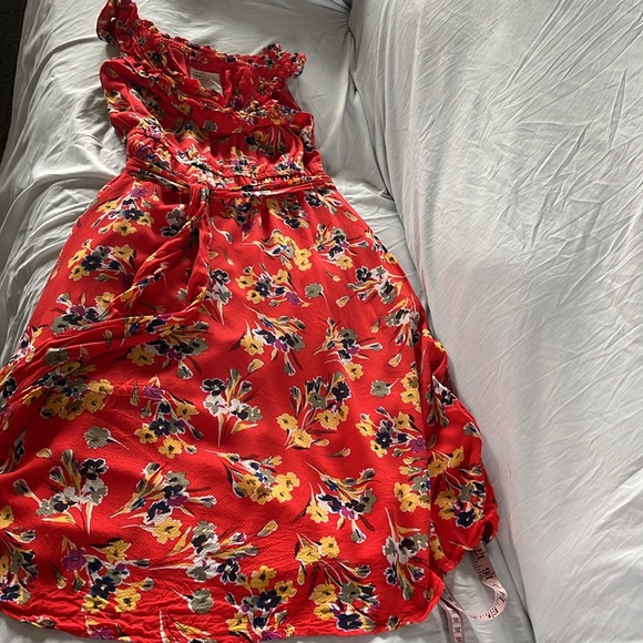 Conversations by Anthropologie Red Floral Off the Shoulder Sun Dress size 10 - Picture 4 of 12